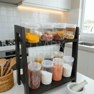 কালো কালার বার্নিশ আধুনিক কিচেন অর্গানাইজার